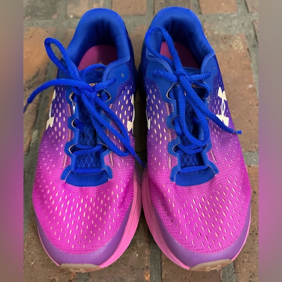 Under Armour Girls Charged Bandit 4 Athletic Running Gym Shoes Sneakers Ombre 6Y - Picture 1 of 16